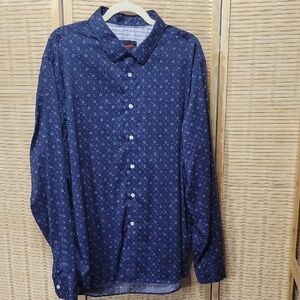 EUC Egara Men's Slim Fit Dress Shirt - Blue Floral Pattern - Size XXL